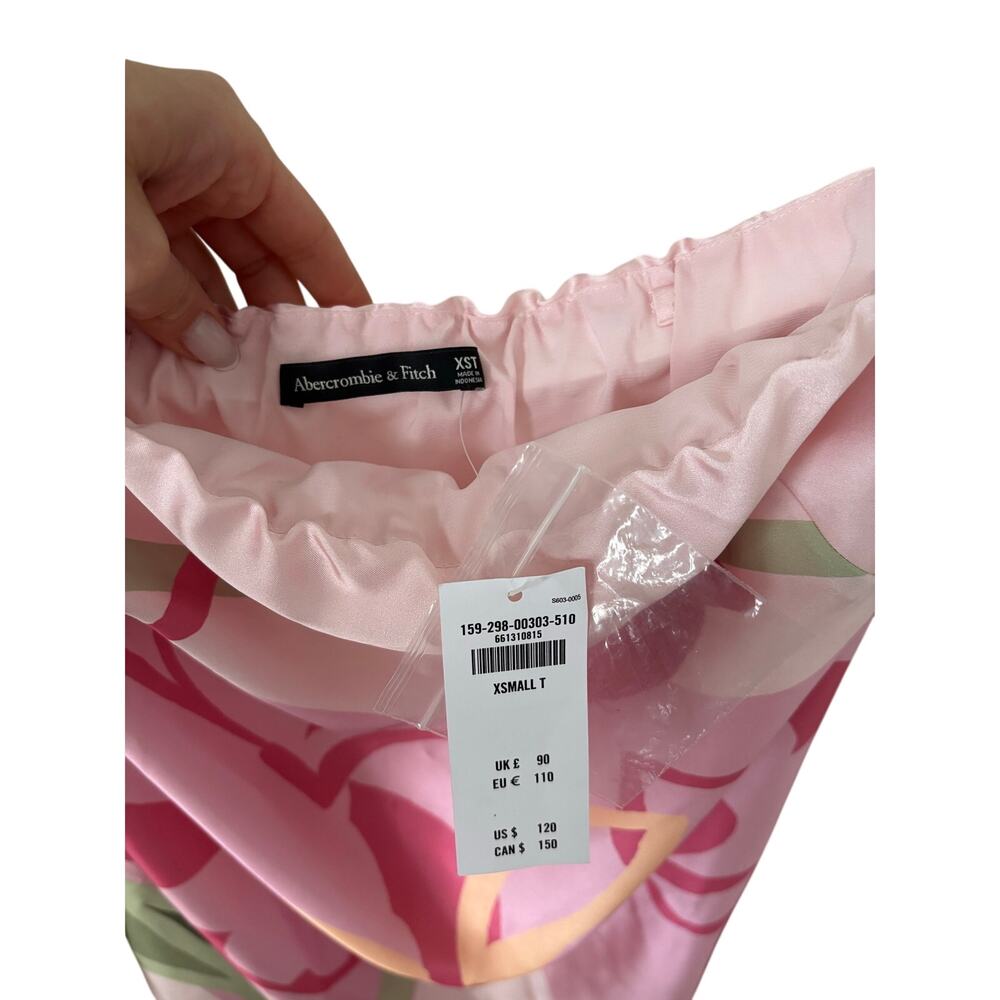 NWT Abercrombie & Fitch Pink Floral Satin Maxi Dress XS Tall Slip Dress - Picture 6 of 9